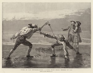 Tipos de esgrima antiga, um duelo com pequenas espadas em 1760