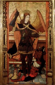 O Arcanjo Miguel pesando as Almas dos Mortos, início do século XVI. de Pere Espalargues the younger