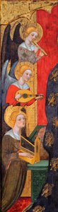Madonna with Angels Playing Music (Detail) - Pintura de Pere Serra (activa cerca de 1357-1406), ca 1380 - Tempera no painel - Museu Nacional d