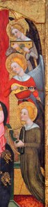 Madonna with Angels Playing Music (Detail) - Pintura de Pere (Pedro) Serra (activo 1357-1406), ca 1380 - Tempera em painel - Museu Nacional d