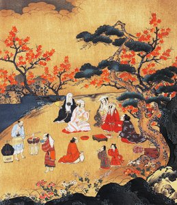 Mulheres olhando para áceres em Takao, tela, Período Azuchi-Momoyama (1568-1600), Japão Século XVI, Detalhe