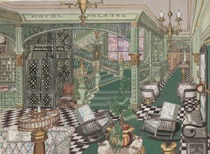 Átrio do Hotel Melrose, 1880, c. 1947. de Perkins Harnly