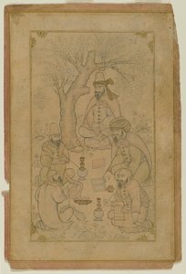 Um Encontro de Dervixes, em meados do século XVII (tinta e tinta clara no papel) de Persian School