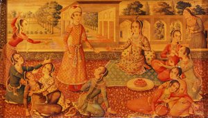 Um caixão tardio de papel machê lacado em Zand, C. 1794-95 de Persian School