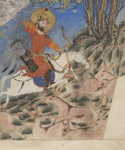 Bahram Gur Hunting Onagers de Persian School