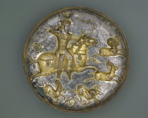 Tigela, Irã, período sassânida, 4º a 5º século (prata e dourada) de Persian School
