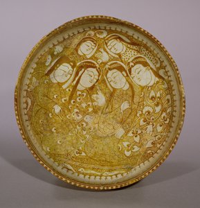Tigela, de Kashan, Irã, período Seljúcida, 1211-12 AD (pasta de pedra com brilho sobre esmalte) de Persian School