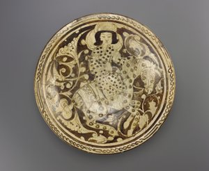 Prato, Kashan, região, irã, dinastia saljuq, tarde, 12º-cedo, 13º século, (ceramic)