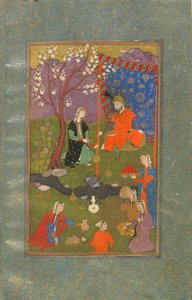 Folio de um Jamshid u Khurshid, Irã, período safávida, c.1600 (aguarela opaca, tinta e ouro sobre papel) de Persian School