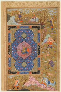 Folio de um álbum; verso: Jovem fêmea, Isfahan, Irã, período safávida, 1590-1610 (aquarela opaca, tinta e ouro sobre papel) de Persian School