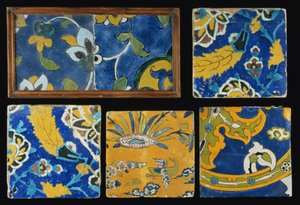 Grupo de Safavid Cuerda Seca Tiles (cerâmica) de Persian School
