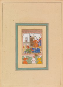 Interior com Figuras (wc em pergaminho) de Persian School