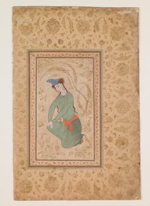 Juventude ajoelhada, início do século XVII (aguarela sobre papel) de Persian School