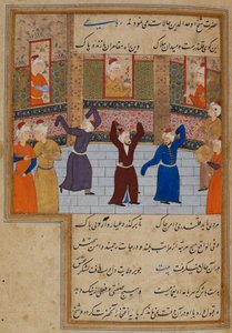 Ou. 11837, f.152 Muhammad Tabadkani (d.1486) dançando com dervixes, ilustração de 