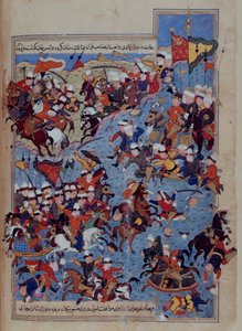 Ou 5736 fol.122v Batalha entre Timur (1336-1405) e Tuqtamish Khan em 1395, do 