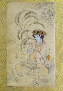 Arte Persa: "jovem a reverter sob um salgueiro" Gouache Anónimo de Paris do século XVII, Museu do Louvre de Persian School