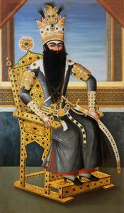Retrato de Fath Ali Shah (1762-1834), ca. 1805, rei da Pérsia de 1797 a 1834, artista desconhecido, óleo sobre tela de Persian School