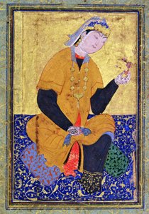 Retrato de Hamida Banu Begum, segurando um selo, fólio ilustrado da Antologia de Mir Ali, 1550, de Persian School
