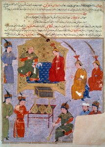 Representação de Houlagou Khan (1217-1265), ele é o neto de Genghis Khan miniatura persa retirada de "Jami al-tawarikh" (Jami al-tawarikh) ou "História Universal" pelo historiador Rashid al-din (al din) (1247-1318) Por volta de 1430. Paris, B.N. de Persian School