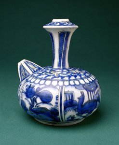 Safávida Azul e Branco Kendi, 1600-50 (cerâmica submersa pintada) de Persian School