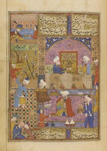 Cena em uma taberna de um divã de Hafiz, c.1552-53 de Persian School