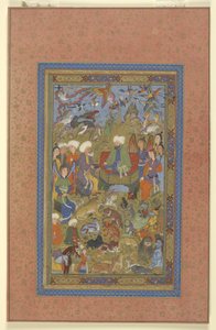 Sulayman e Bilqis entronizado, c.1590-1600 de Persian School