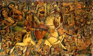 A Batalha de Kerbala, século XIX de Persian School