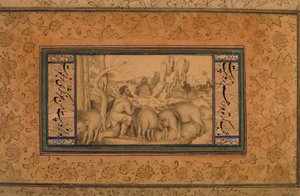 The Prodigal Son, c.1600 (wc e tinta opaca no papel) de Persian School