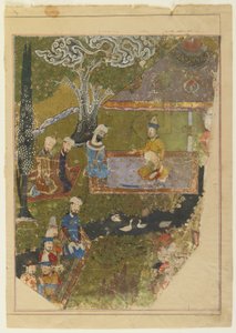 Timur concede uma audiência por ocasião de sua ascensão ao trono em Balkh, 1436 de Persian School