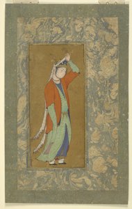 A mulher ajusta seu aigrette, c.1590 de Persian School