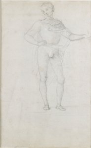 Um estudo para uma figura em uma adoração dos Magos, c1470-1520 de Perugino