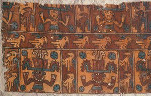 Pano com deuses e pássaros, cultura de Tiahuanaco (têxtil)