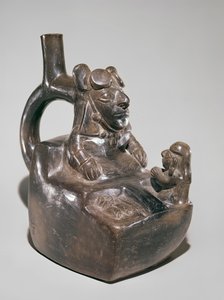 Rei recebendo fealdade, Mochica (barro) de Peruvian School