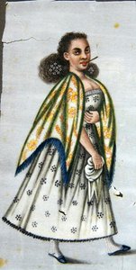 Senhora com cheroot, c.1820 (aguarela sobre papel) de Peruvian School
