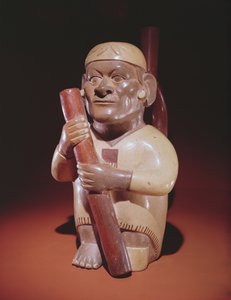 Sentou-se um homem de pernas, Cultura Mochica (barro) de Peruvian School