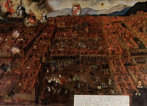 Vista de Cuzco no momento do terremoto de 1650