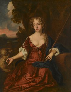 Retrato de uma senhora, dita ser Nell Gwynne como pastora (óleo sobre tela) de Peter (circle of) Lely