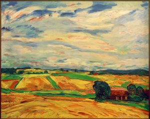 Paisagem com campos de colheita
