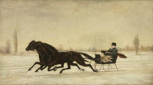 David Marsh em trenó puxado a cavalo em uma paisagem de inverno, 1880