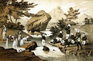 Hindoo Costumes, Mauritius, gravado por James Queen (1824-c.1877) pub. por Peter S. Duval (litho) de Peter Bernhard Wilhelm (after) Heine