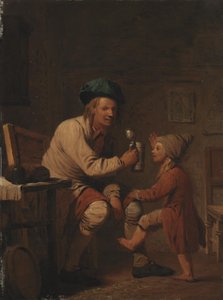 Um camponês dando ao filho algo para beber de Peter Cramer