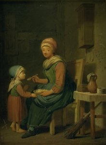 A esposa de um agricultor que dá à filha algo para comer de Peter Cramer