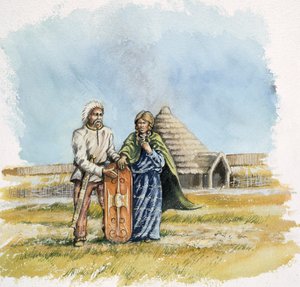 Homem e Mulher da Idade do Ferro, c400BC, c1990-2010 de Peter Dunn