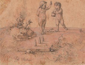 Duas crianças brincando com uma bola, 1500-1546.