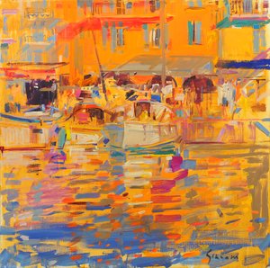 Barcos no Porto Saint Tropez de Peter Graham (Contemporary)