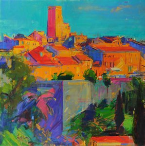 Saint-Paul de Vence, Golden Light, 2022 (óleo sobre tela) de Peter Graham