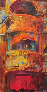 Theatre Delights London, 2021 (óleo sobre tela) de Peter Graham