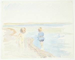 Crianças na praia de Peter Hansen