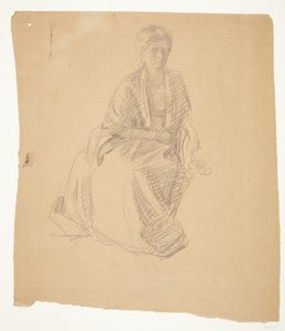 A esposa do artista (Sra. Elise P. H.) sentada. Estudo para a pintura: Inauguração do Museu Faaborg (1910-11)