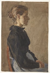 Retrato da pintora Christine Swane, b. Larsen, quando jovem